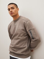 Light Brown Utility Crew Sweatshirt - Image 1 of 7