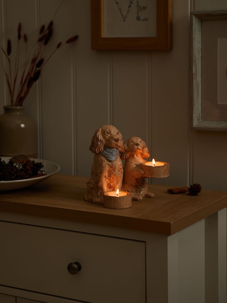 Set of 2 Natural Cooper the Spaniel and Friends Tealight Candle Holder - Image 2 of 5