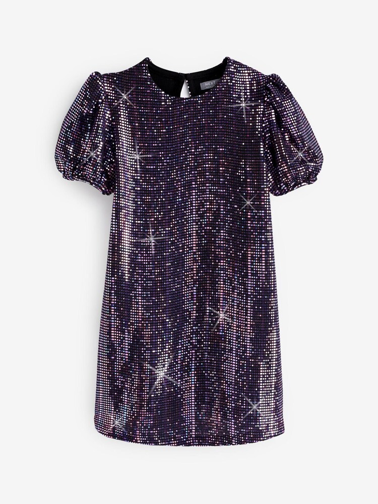 Pink/Black Sequin Sparkle Jersey Dress (3-16yrs) - Image 1 of 1