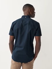 Navy Blue Slim Fit Short Sleeve Oxford Shirt - Image 3 of 7