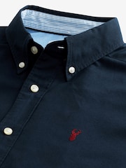 Navy Blue Slim Fit Short Sleeve Oxford Shirt - Image 6 of 7