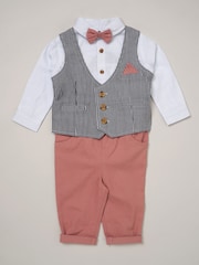 Rose - Little Gent Mock Shirt and Waistcoat 100% Cotton Baby Gift Set 3 Piece - Image 1 de 2