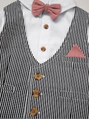 Rose - Little Gent Mock Shirt and Waistcoat 100% Cotton Baby Gift Set 3 Piece - Image 2 de 2
