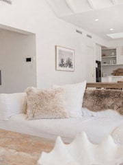 Naturally Sheepskins Stone Premium New Zealand Sheepskin Long Wool Cushion - Image 4 of 4