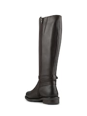 Pavers Chocolate Brown Wide Fit Leather Long Boots With Buckle Detail - Image 2 of 5