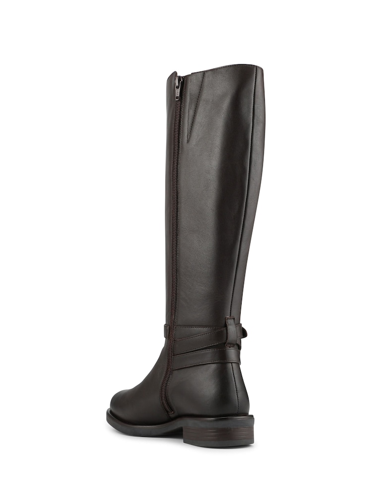 Pavers Chocolate Brown Wide Fit Leather Long Boots With Buckle Detail - Image 2 of 5 Pavers Chocolate Brown Wide Fit Leather Long Boots With Buckle Detail - Image 2 of 5