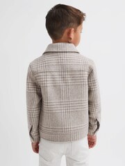 Reiss Oatmeal Check Peridoe 9-14 yrs Wool Trucker Jacket - Image 4 of 5