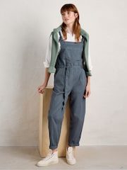 Seasalt Cornwall Grey Heather Bell Tie Strap Jumpsuit - Image 1 of 5