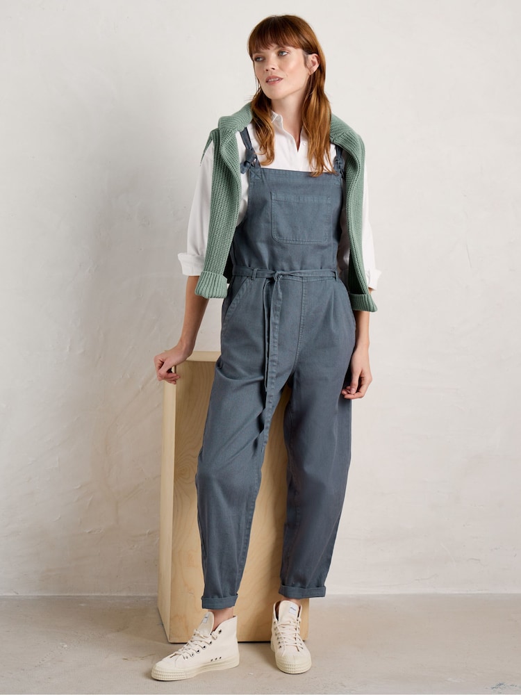 Seasalt Cornwall Grey Heather Bell Tie Strap Jumpsuit - Image 1 of 5