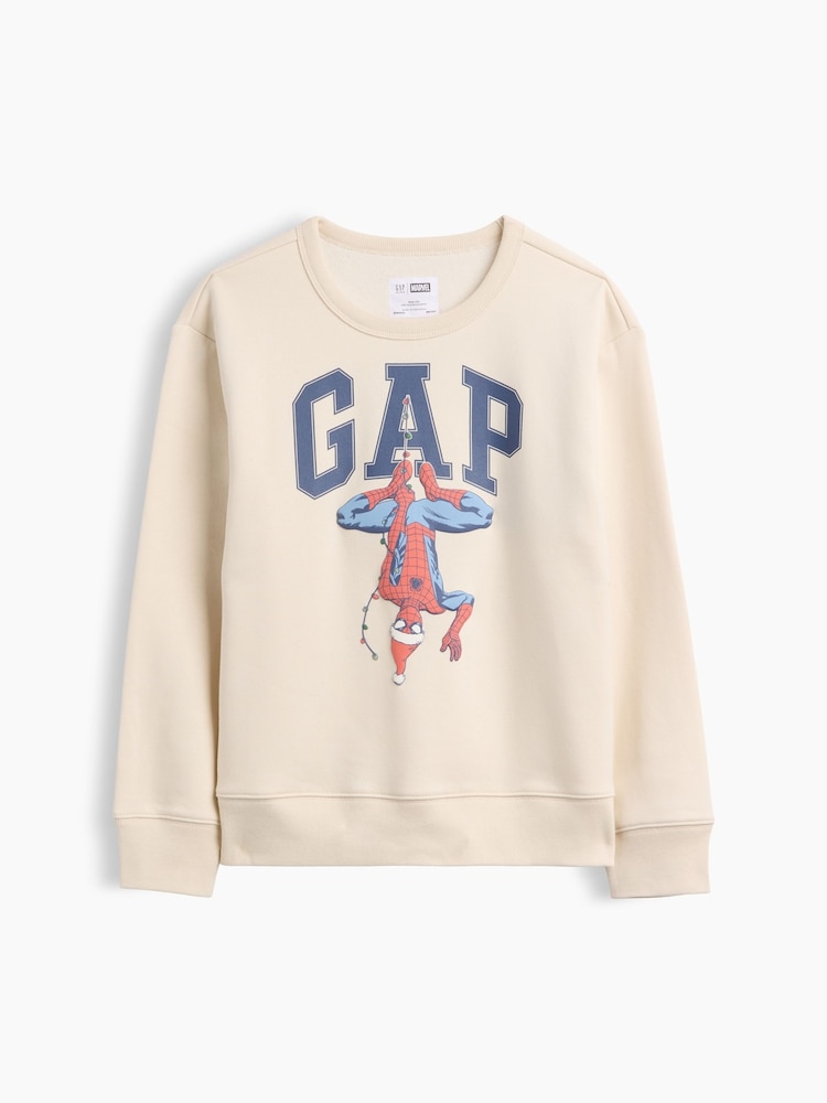 Gap Beige Spider-Man Marvel Relaxed Logo Sweatshirt (4-13yrs) - Image 1 of 3