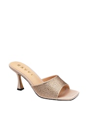Ravel Gold Heeled Mule Sandals - Image 1 of 4