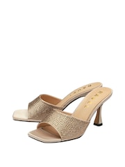 Ravel Gold Heeled Mule Sandals - Image 2 of 4
