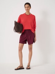 Hush Red Cindy Linen Blend Crew Neck Jumper - Image 1 of 5