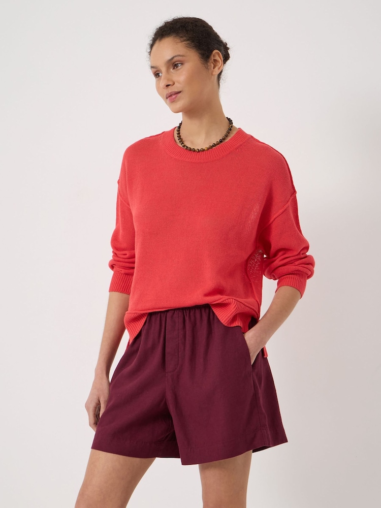 Hush Red Cindy Linen Blend Crew Neck Jumper - Image 2 of 5