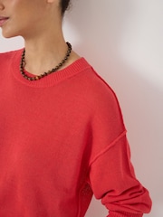 Hush Red Cindy Linen Blend Crew Neck Jumper - Image 4 of 5