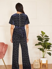 Yumi Blue Sparkle Velvet Jumpsuit - Image 2 of 5
