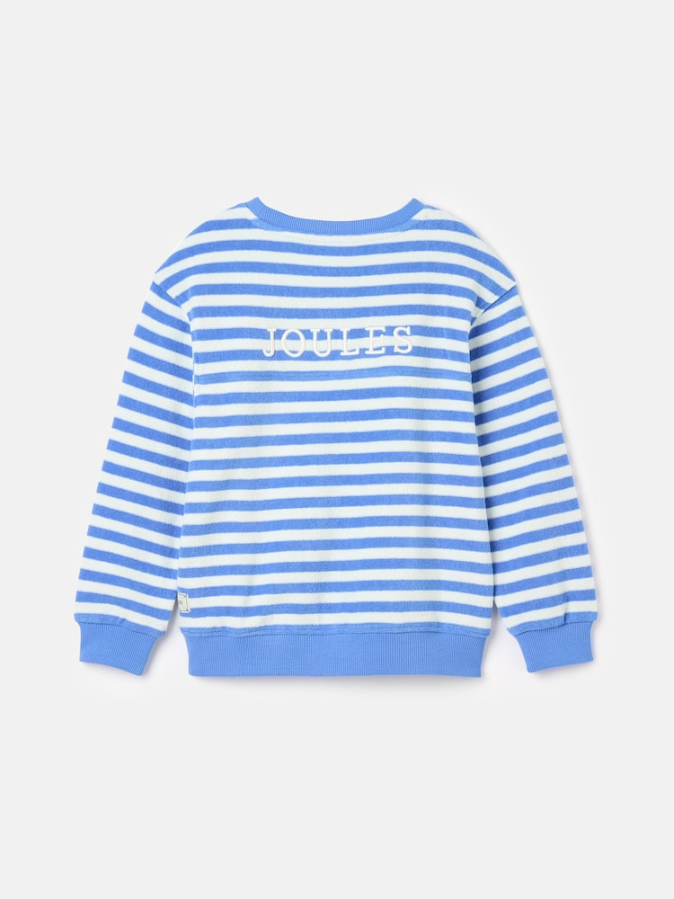 Joules Kids' Ahoy There Blue/White Crew Neck Towelling Sweatshirt - Image 1 of 4