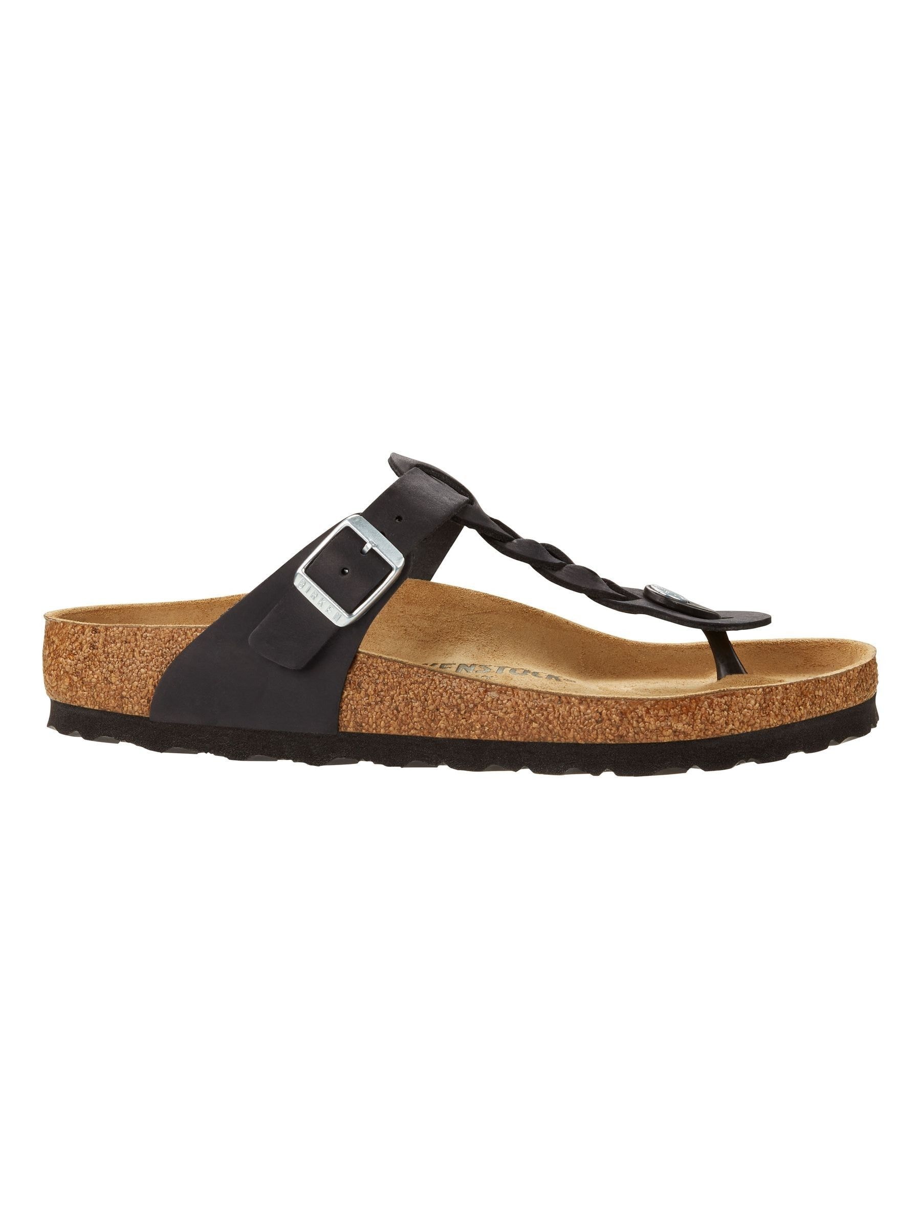 Birkenstock Black Gizeh Braided Oiled Leather Sandals