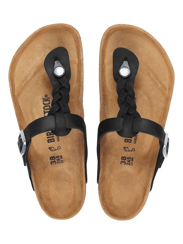 Birkenstock Black Gizeh Braided Oiled Leather Sandals - Image 12 of 12
