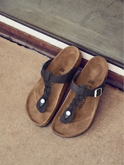 Birkenstock Black Gizeh Braided Oiled Leather Sandals - Image 6 of 12