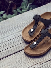 Birkenstock Black Gizeh Braided Oiled Leather Sandals - Image 7 of 12