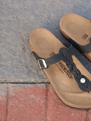 Birkenstock Black Gizeh Braided Oiled Leather Sandals - Image 8 of 12