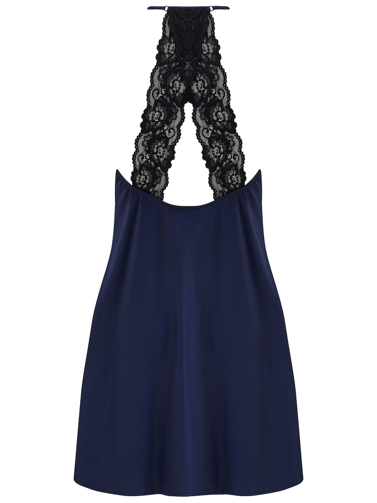 Pour Moi Blue Dusk Satin Lace Chemise - Image 4 of 4