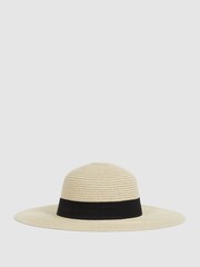 Reiss Natural Lexi Woven Wide Brim Hat - Image 1 of 5