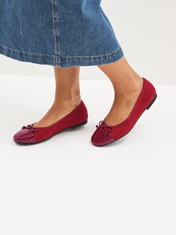 Red Toe Cap Regular/Wide Fit Forever Comfort® Ballerinas Shoes - Image 1 of 6
