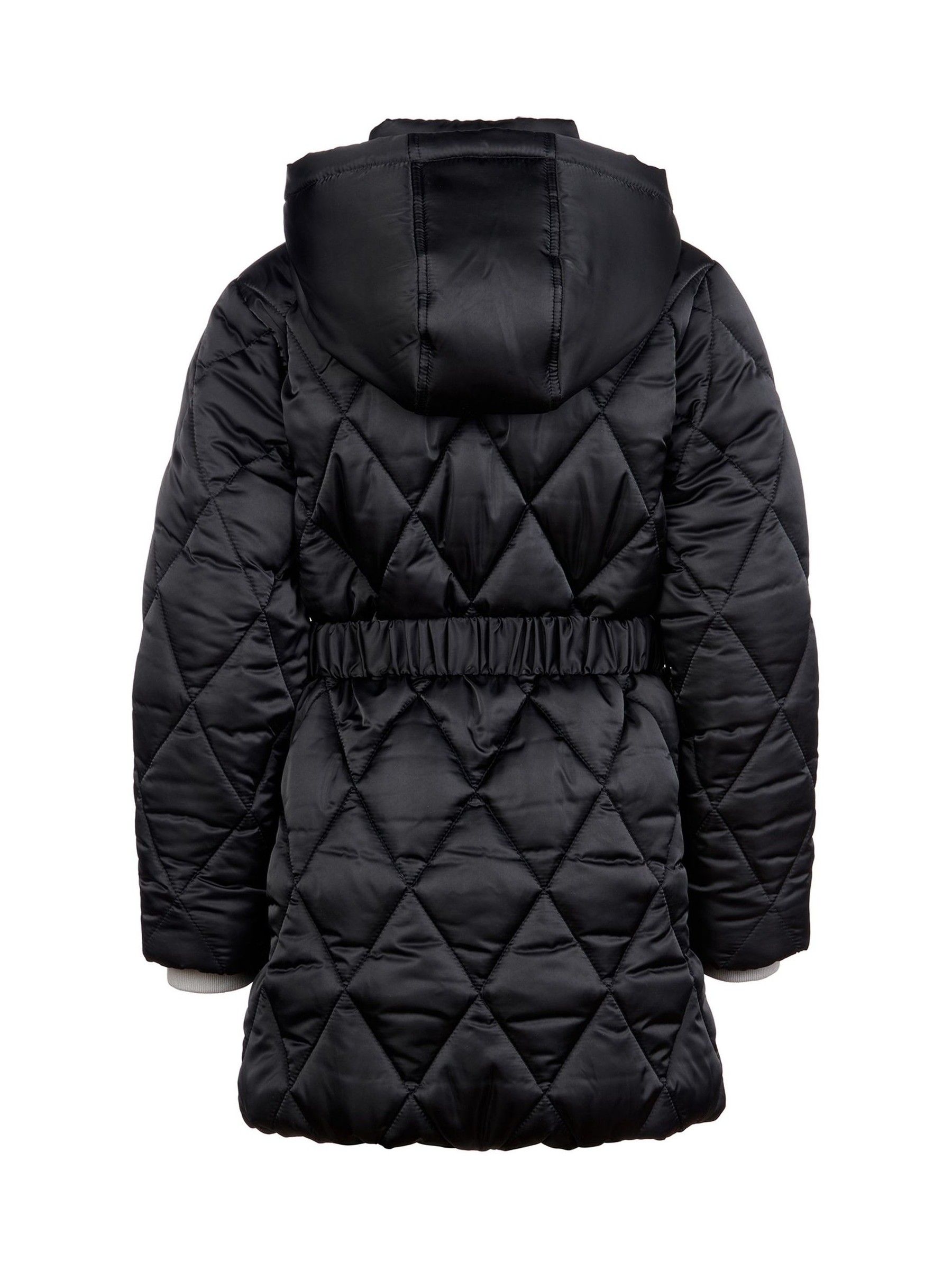Black belted puffer coat discount
