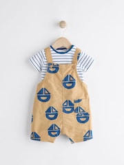 Brown/Navy Boat Baby Woven Dungarees and Bodysuit Set (0mths-2yrs) - Image 1 of 13