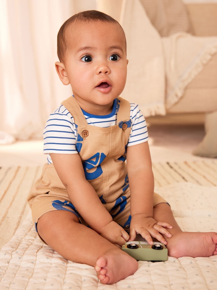 Brown/Navy Boat Baby Woven Dungarees and Bodysuit Set (0mths-2yrs) - Image 2 of 13