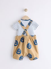 Brown/Navy Boat Baby Woven Dungarees and Bodysuit Set (0mths-2yrs) - Image 6 of 13