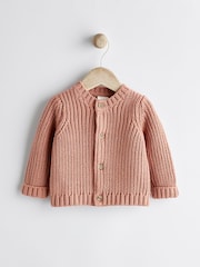 Rostbraun - Baby Grob gestrickte Strickjacke mit Stickerei - Bild 2 von 5