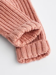Rostbraun - Baby Grob gestrickte Strickjacke mit Stickerei - Bild 4 von 5