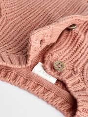 Rostbraun - Baby Grob gestrickte Strickjacke mit Stickerei - Bild 5 von 5
