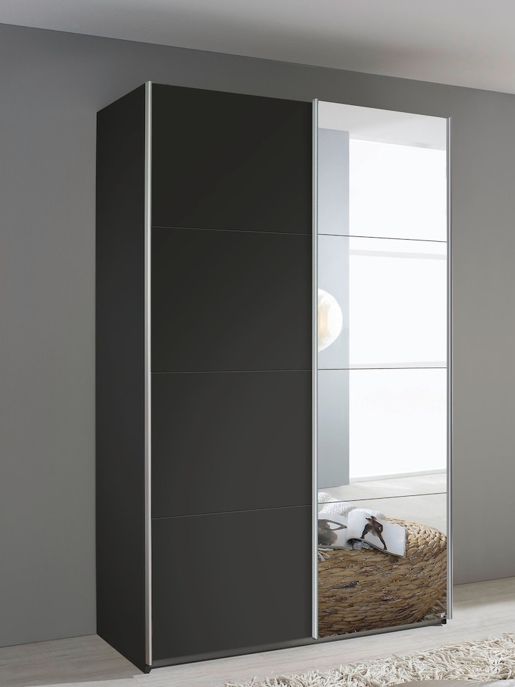 Rauch Dark Grey Cameron Wood and Mirror Sliding Semi 1.3m Sliding Fitted Wardrobe - Image 1 of 2