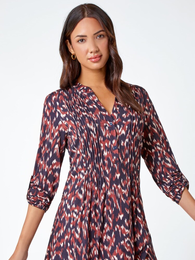 Roman Brown Animal Print Stretch Jersey Top - Image 1 of 5