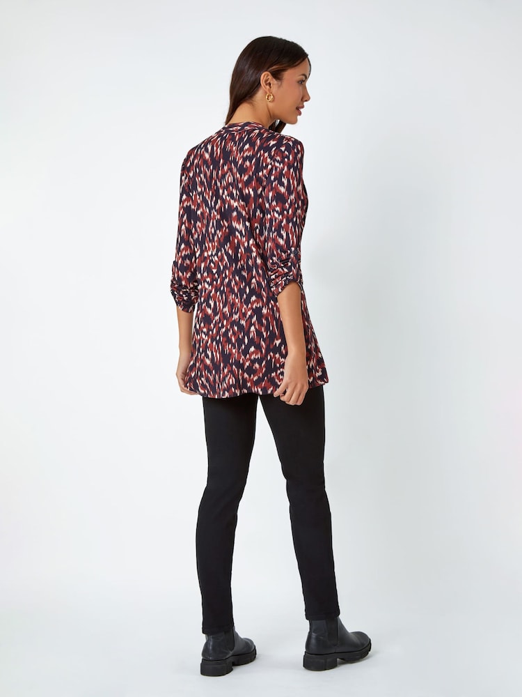 Roman Brown Animal Print Stretch Jersey Top - Image 2 of 5