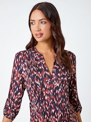 Roman Brown Animal Print Stretch Jersey Top - Image 4 of 5