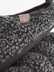 Charcoal Grey Padded Borg Mule Slippers - Image 6 of 7