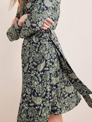 Boden Green Mini Wrap Ruched Sleeve Dress - Image 3 of 5