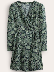 Boden Green Mini Wrap Ruched Sleeve Dress - Image 5 of 5