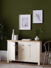 Cream Malvern Oak Effect Large Slim Sideboard - Image 2 of 7