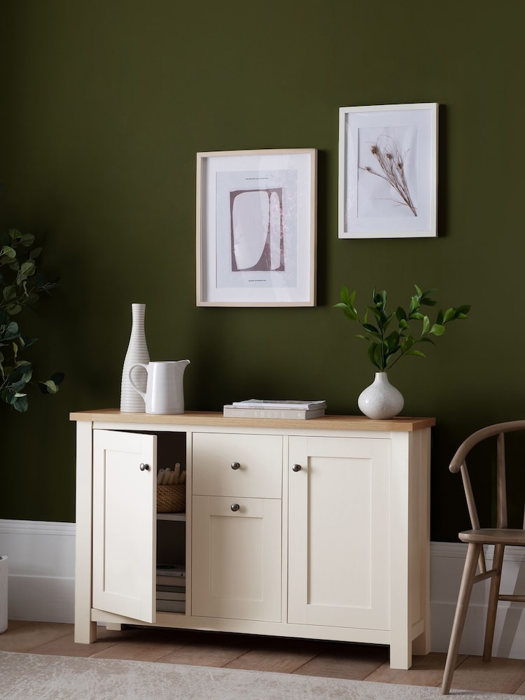 Cream Malvern Oak Effect Large Slim Sideboard - Image 2 of 7