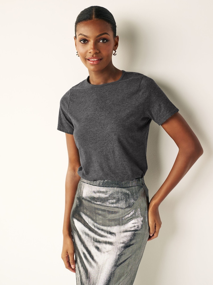 Grey The Everyday Crew Neck Cotton Rich Short Sleeve T-Shirt - Image 1 of 6