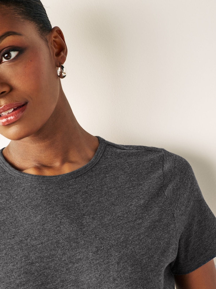 Grey The Everyday Crew Neck Cotton Rich Short Sleeve T-Shirt - Image 4 of 6
