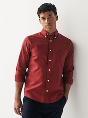 Dark Red Regular Fit Long Sleeve Oxford Shirt - Image 1 of 8