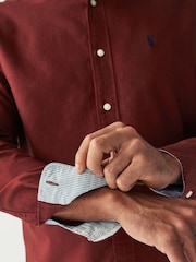 Dark Red Regular Fit Long Sleeve Oxford Shirt - Image 5 of 8