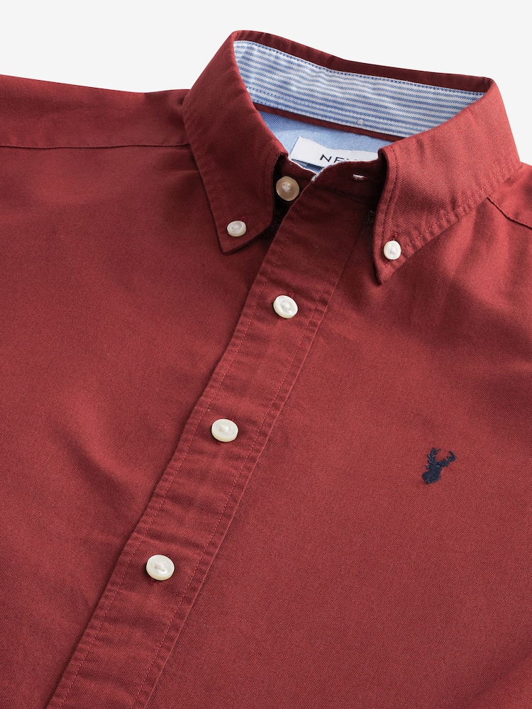 Dark Red Regular Fit Long Sleeve Oxford Shirt - Image 7 of 8